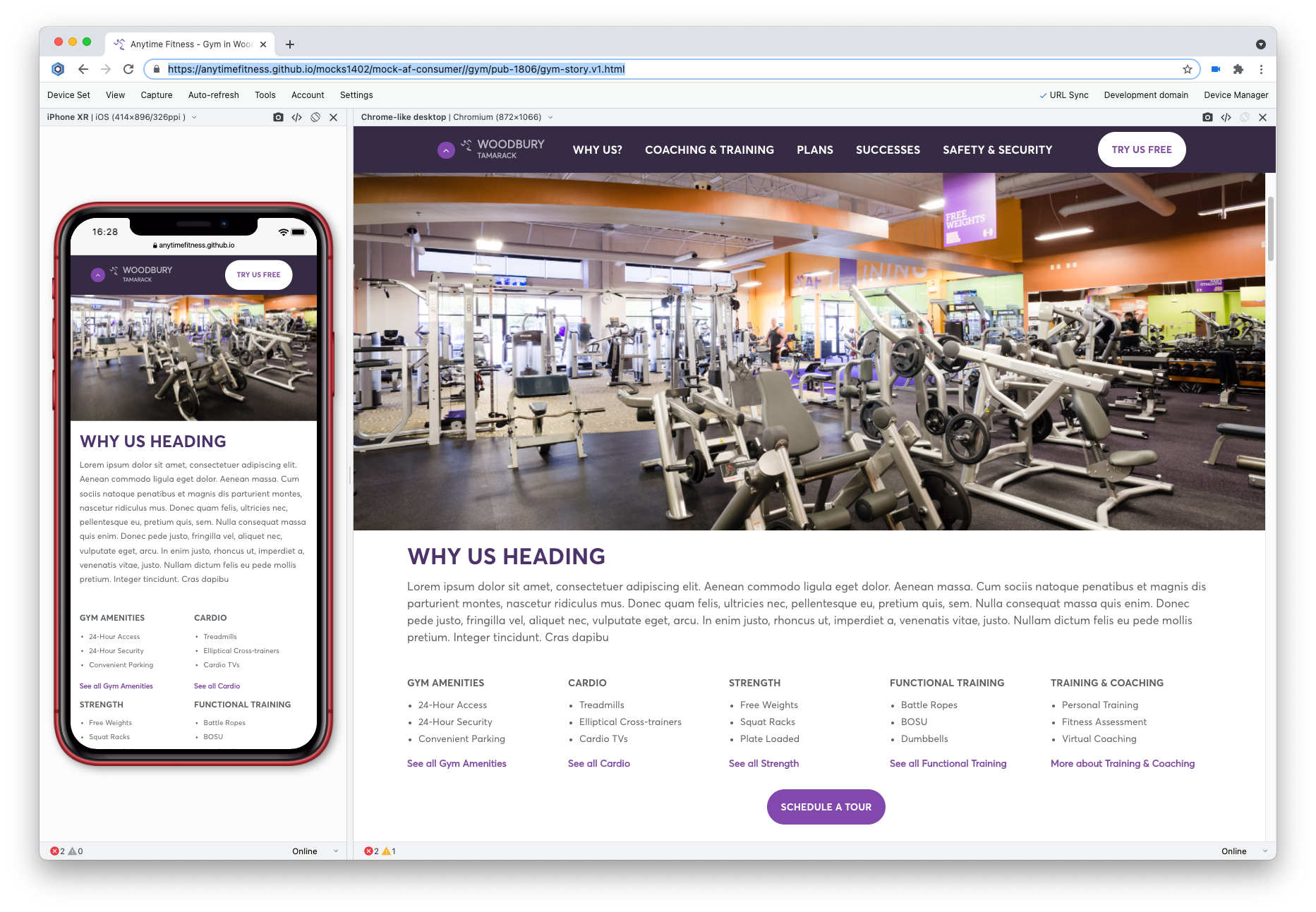 Screenshot of landing page at both desktop and mobile sizes