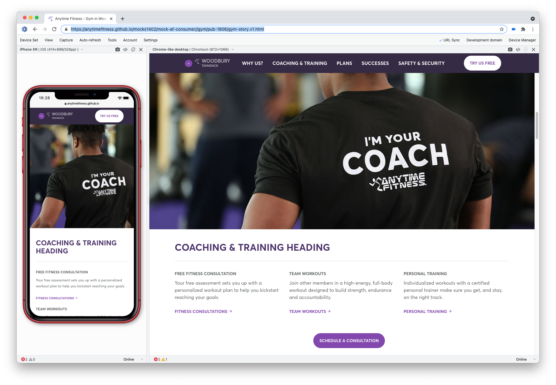 Screenshot of landing page at both desktop and mobile sizes