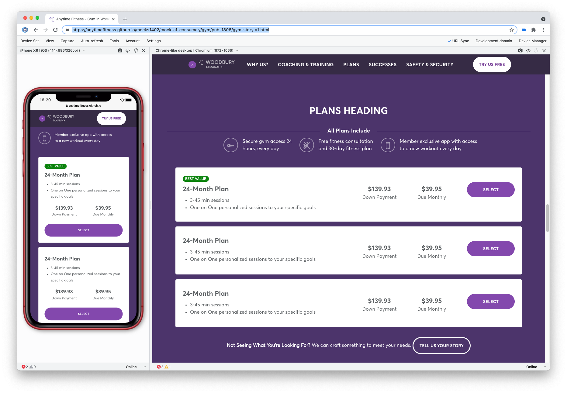 Screenshot of landing page at both desktop and mobile sizes