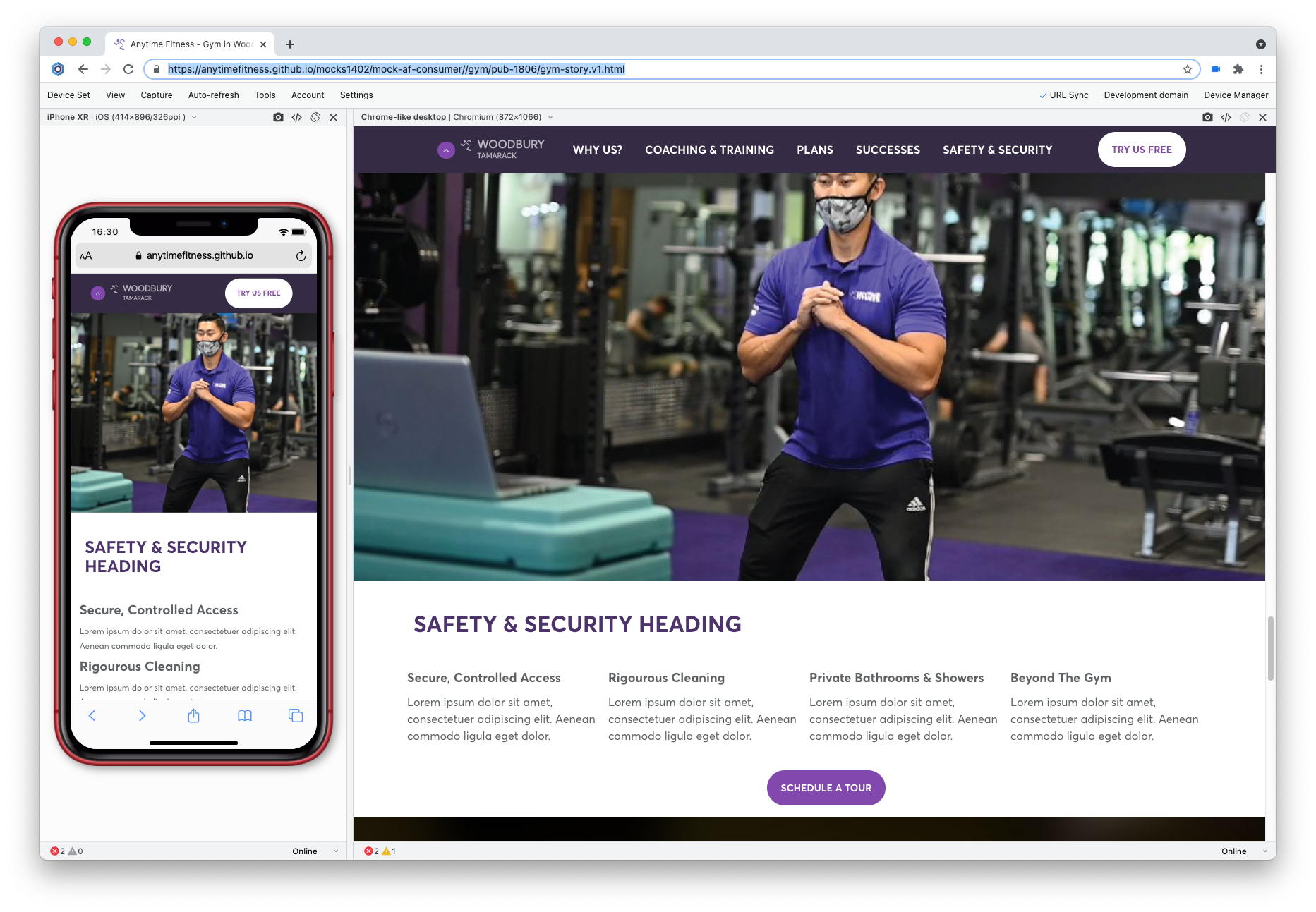 Screenshot of landing page at both desktop and mobile sizes