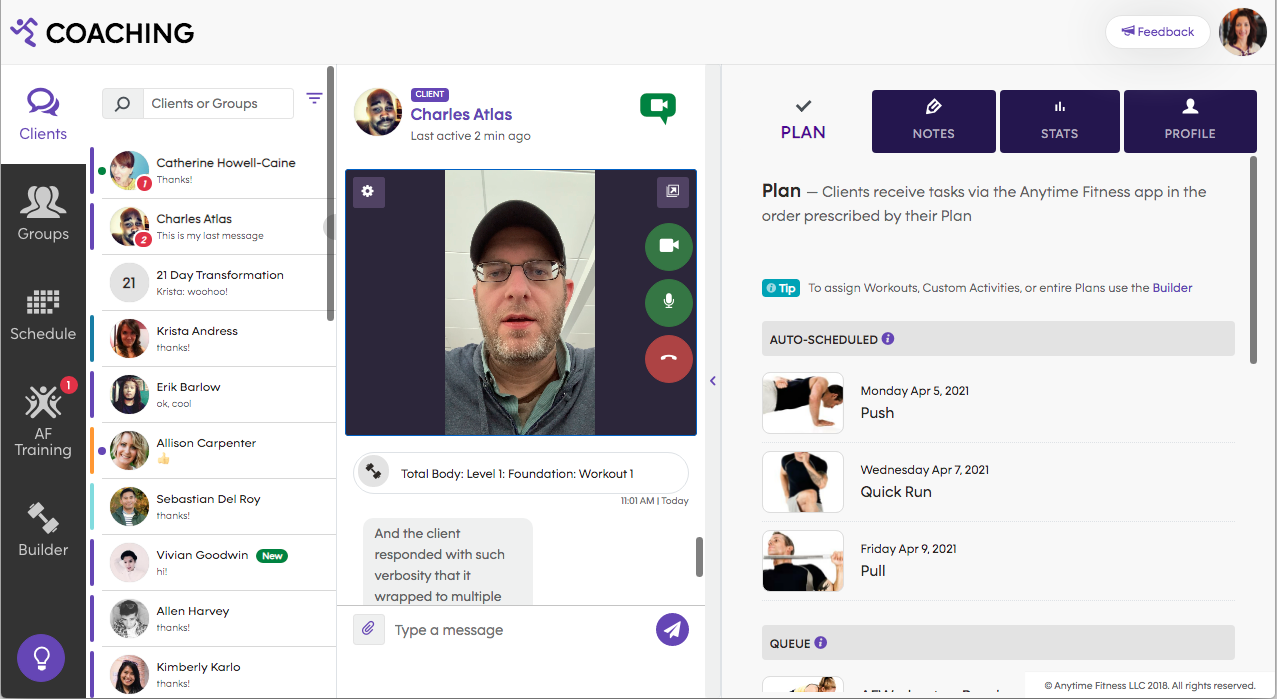 Screednshot including a chat window with a video chat in progress
