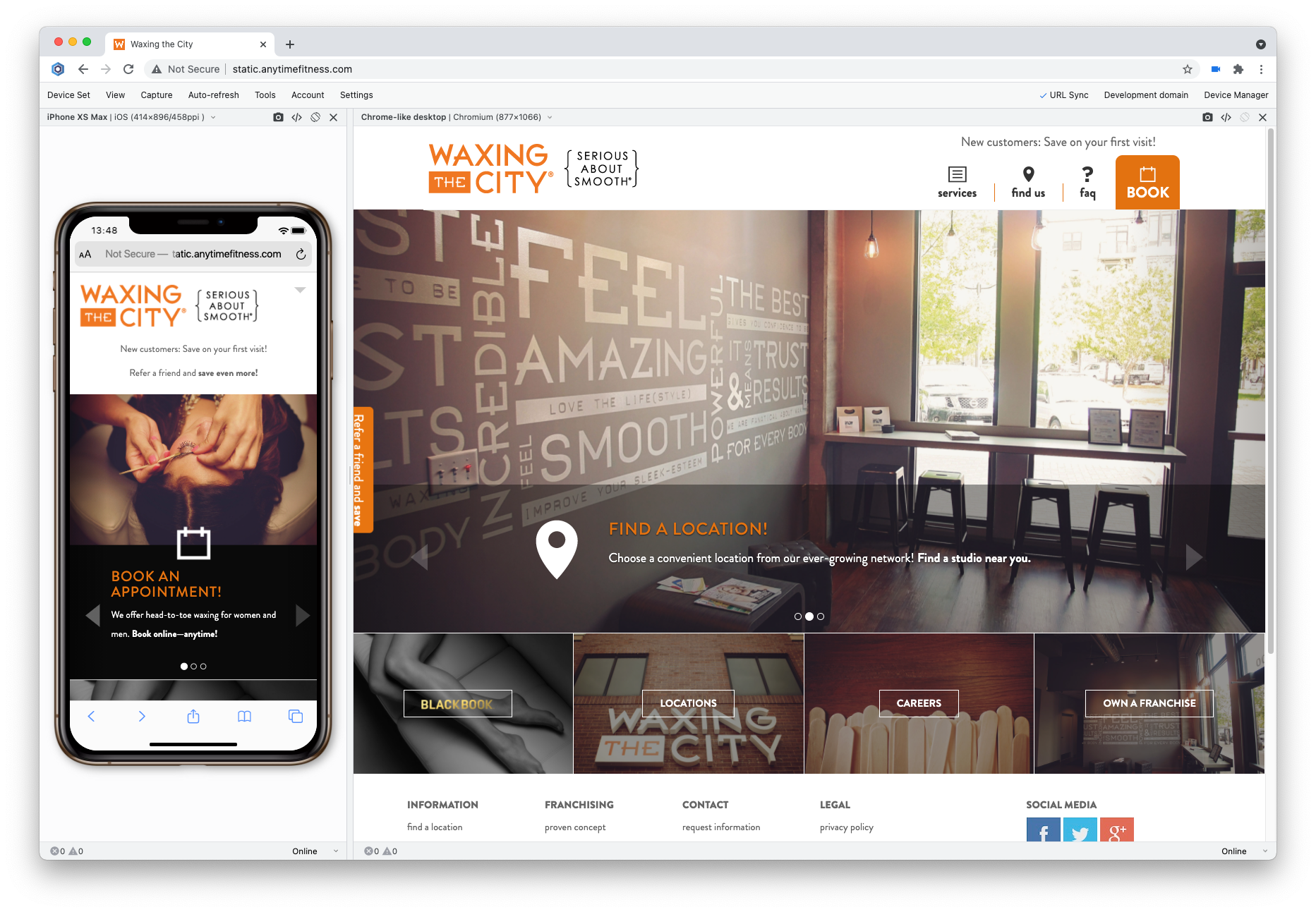 Screenshot of landing page at both desktop and mobile sizes