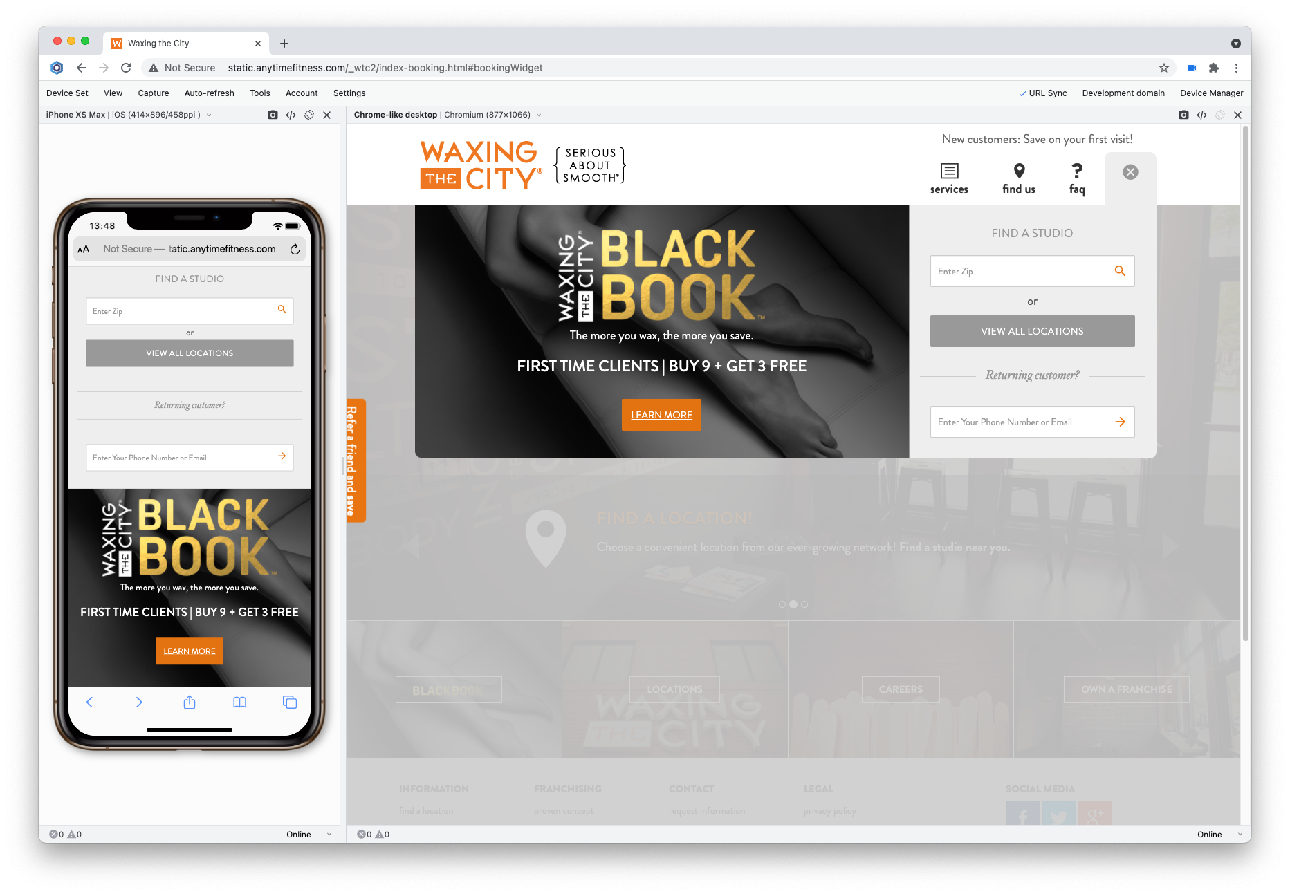 Screenshot of landing page at both desktop and mobile sizes